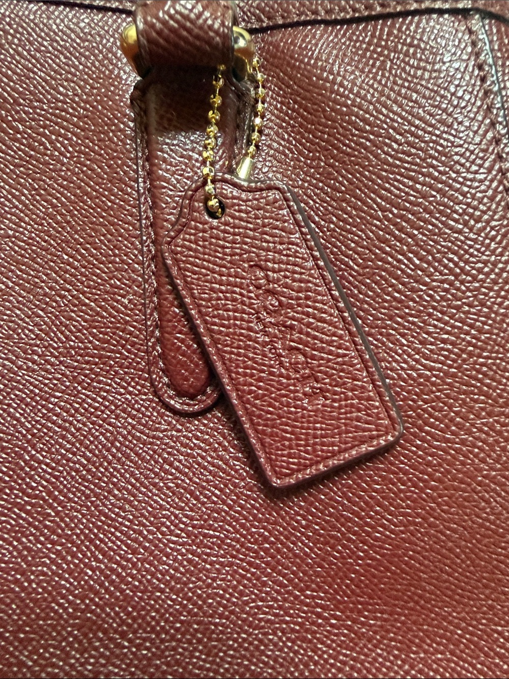 Coach Maroon Leather Double-Handle Satchel with Gold Hardware - Picture 5 of 6